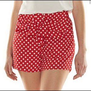 Disney Lauren Conrad RedPolka Dot Bow Front Shorts
